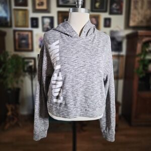 Pink Victoria's Secret Gray Cropped Hoodie Pullover Sweatshirt
